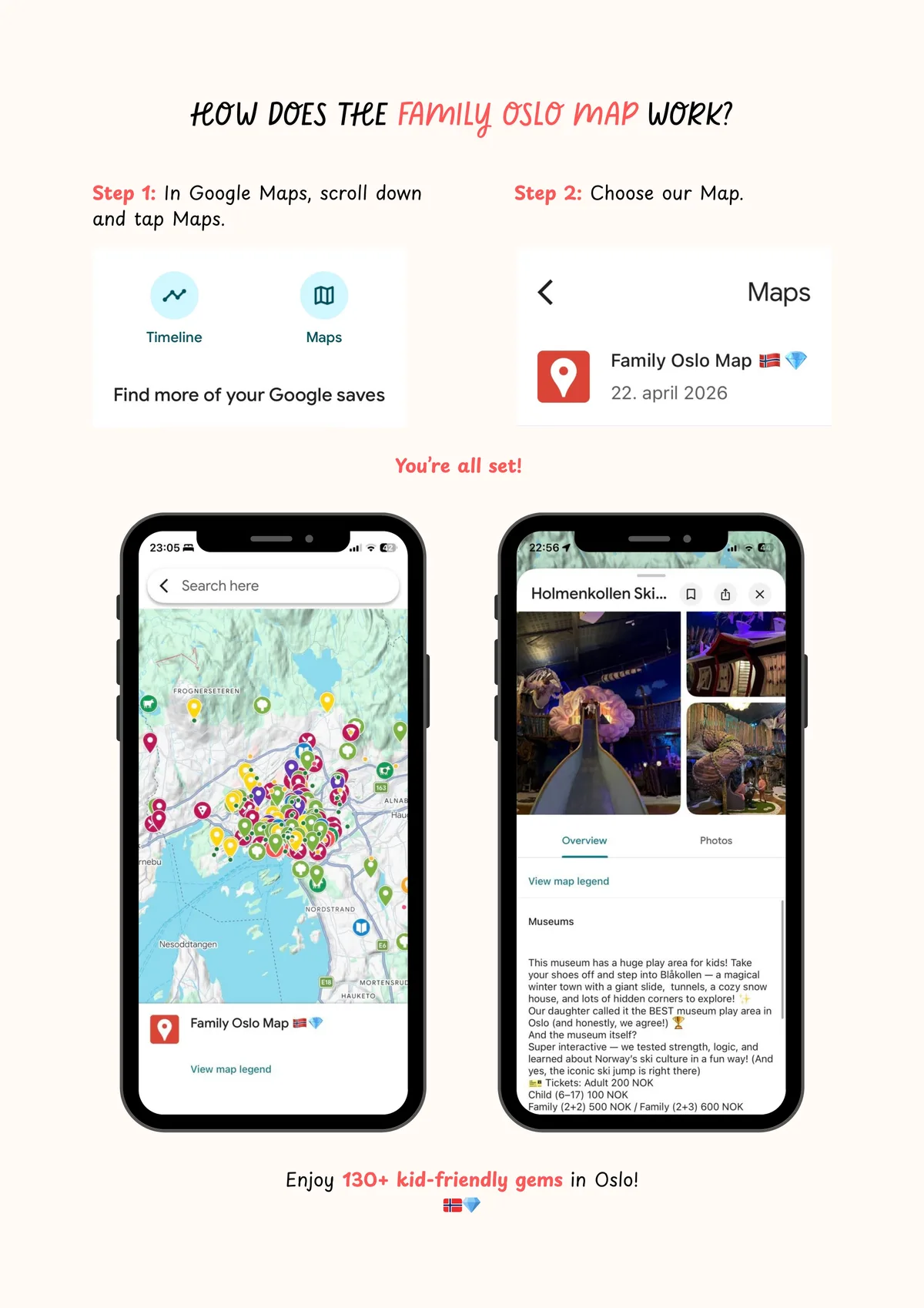 How the Family Oslo Map works on your phone